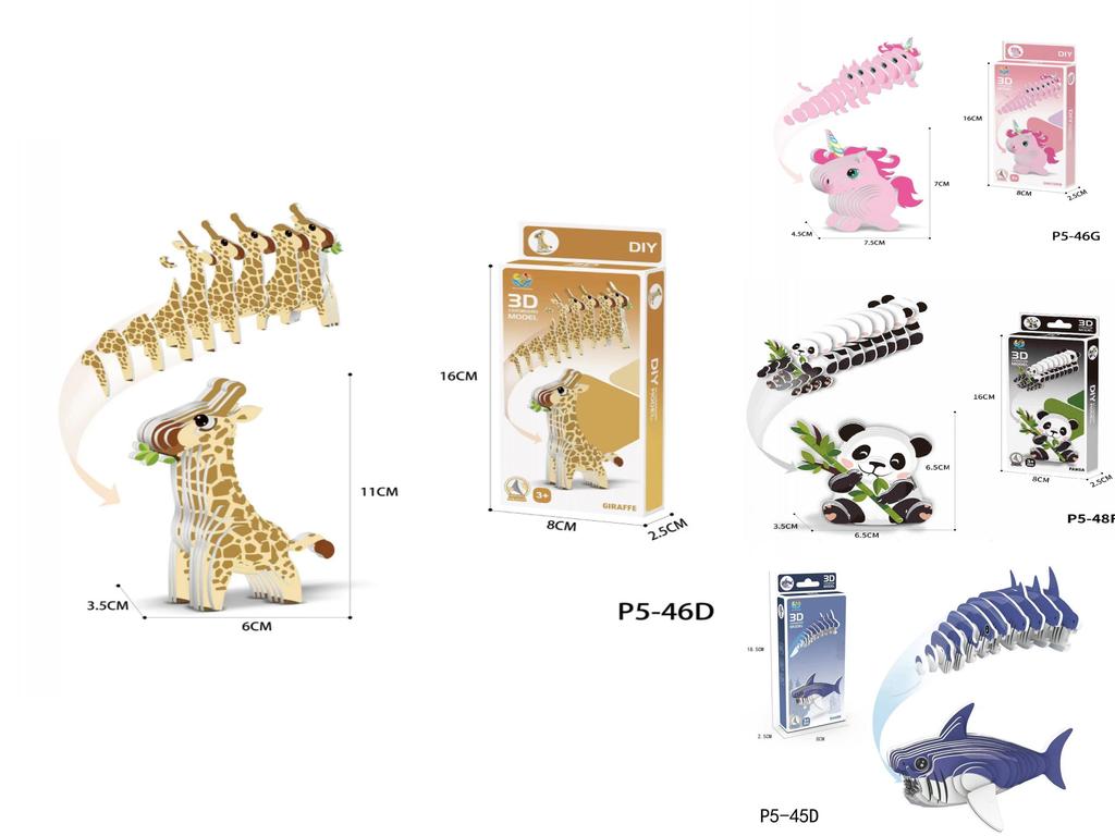 Colorful Cartoon Dinosaur 3d Puzzle Toy For Kids Creative Diy Paper Model Fun