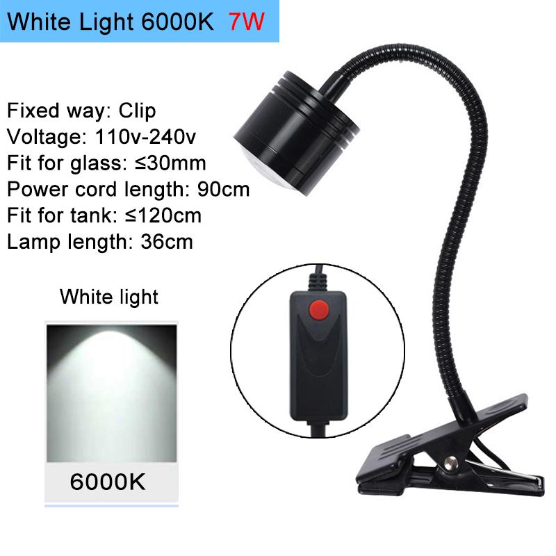 Aquarium LED Light Fish Tank Decoration Spotlight Plants Grow Remote Control Dimmable Lamp Turtle Reptiles 110v 220v 3w 5w 7w