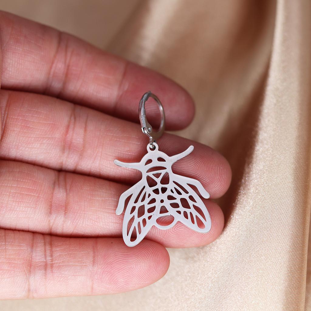 Kinitial Stainless Steel Bulldog Unicorn Dragon Fairy Turtle Sword Death Moth Earrings For Women Trendy Piercing Jewelry