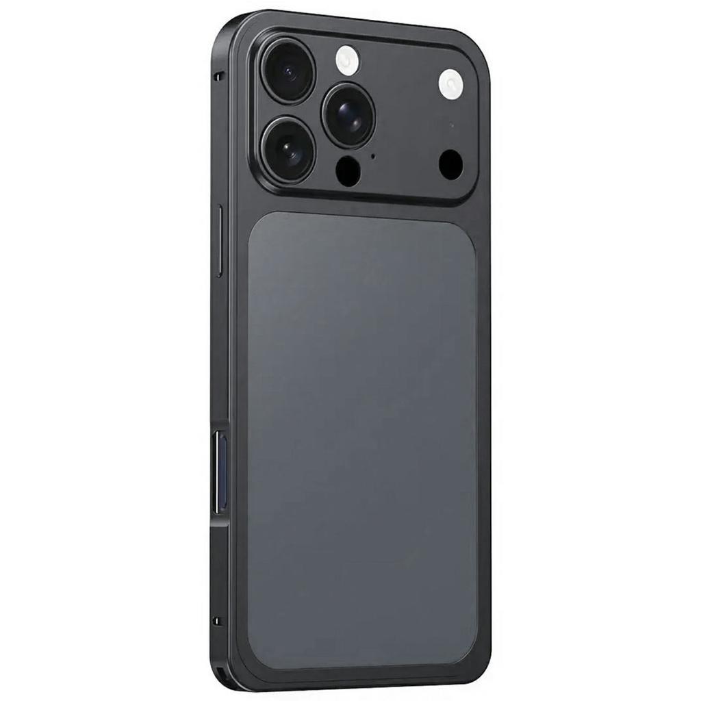 For iPhone 16 Pro Max Case Transform to 17 Pro Max Locking Buckle Metal Frame Alloy Back Phone Cover