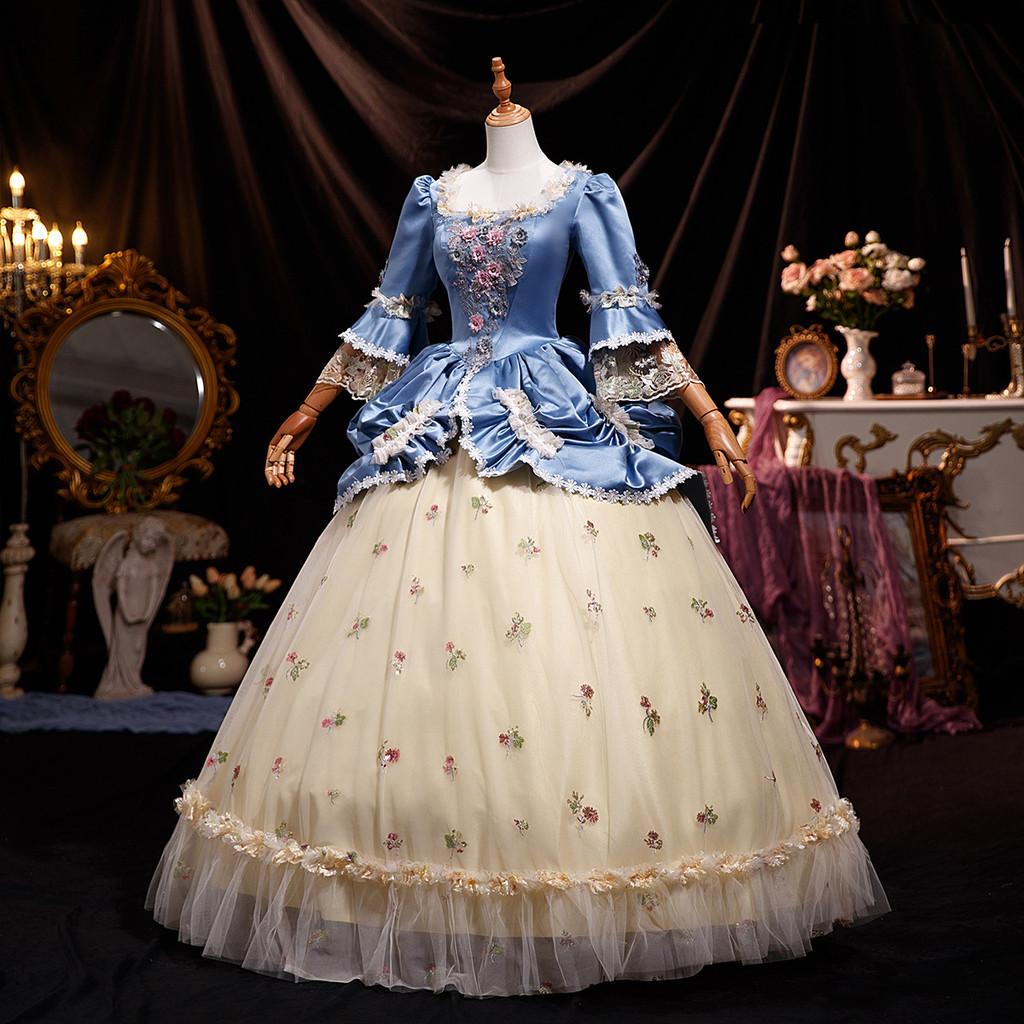 French Evening Court Gown Elegant Stage Dress Theatre Photography Performances