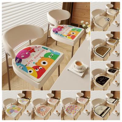 Winter Warm Horseshoe Shape Chair Pad Hip Protective Soft Printed Seat Cushion Non-slip Kitchen Dining Chair Seat Mat for Living Room Office