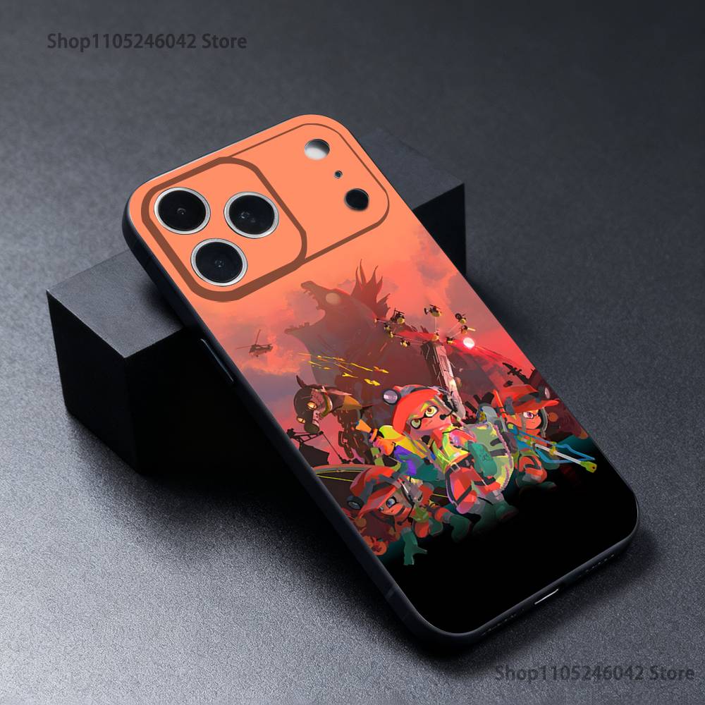 Custodia per Telefono Morbida Nera Gioco S-Splatoon Per iPhone 17,16,15,14,13,12,11,Pro,XS,Max,XR,Plus,E,SE4,Mini