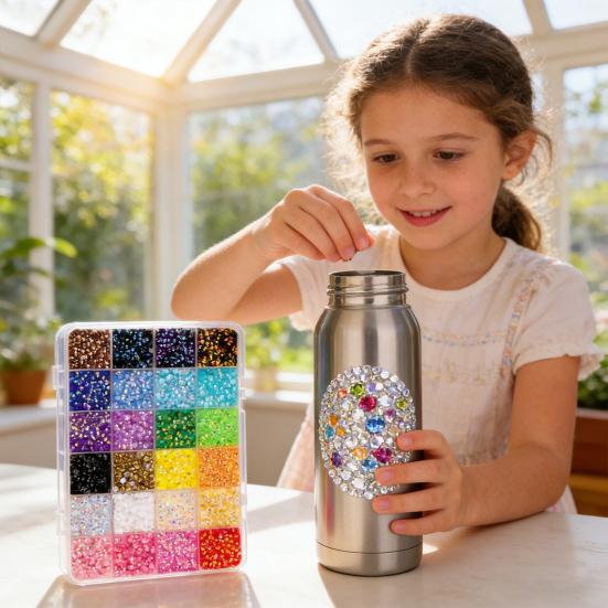 Kit de strass pour nail art (24 000/30 000/32 000 pièces), 24/28/40 grilles, couleurs assorties, 0,3 cm, pour la création de bijoux.