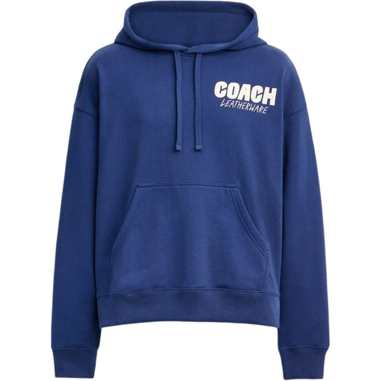 Coach Solid Color Hooded Printed Sweatshirt Men tops Mediterranean-Blue CW775-VBI