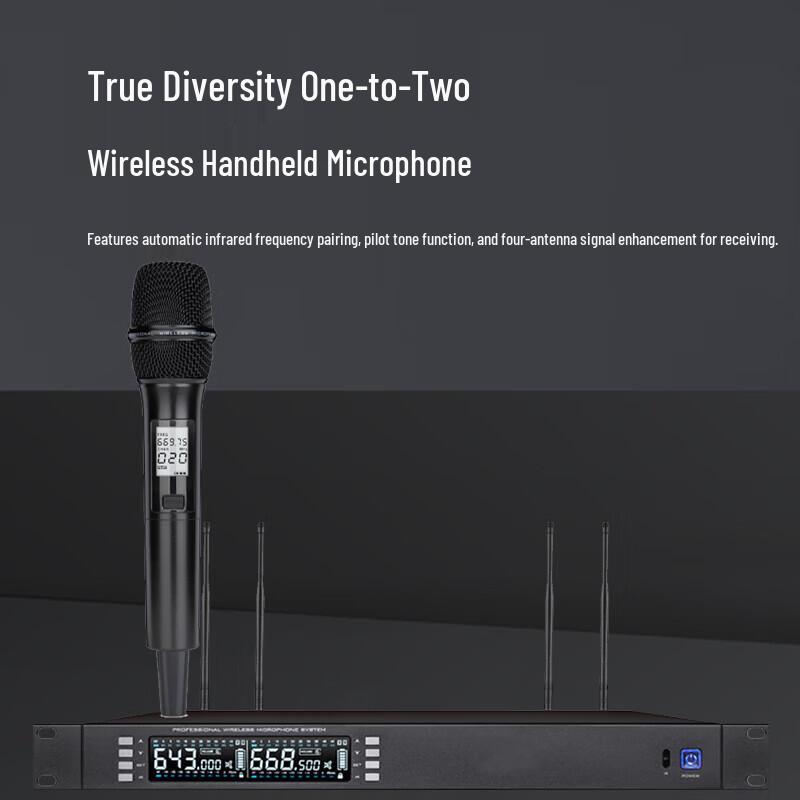 FionTu Professional Wireless Dual Handheld Microphone System (CN version)
