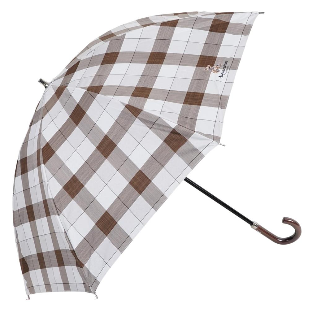 AQUASCUTUM Folding Full For Sunny and Rainy First Class Heat UV UV LONG UMBRELLA 1AQ Check Brown Parasol, Shading, Lightweight, Days, Women's