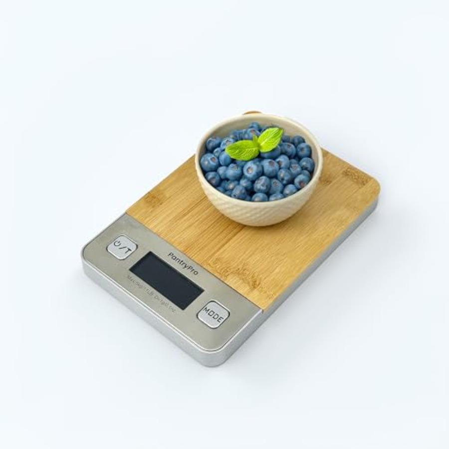 Bamboo Platform Digital Kitchen Scale 11 Pounds Ccity LCD Display Grams and Ounces AAA Battery Included Natural