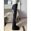 Smoke Grey High-Waisted Micro-Flare Jeans for Curvy Figures – Plus Size, Bootcut, Hip-Covering, Women's Spring/Autumn New Arrival.