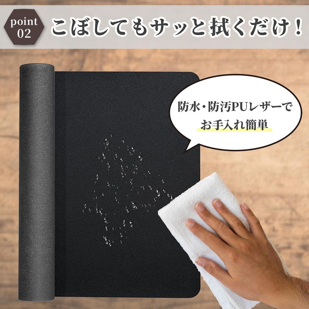 EMIRAIZE Desk Mat, Desk Pad, Large Mouse Pad, Leather (Black, 80cm x 40cm)