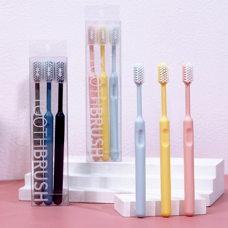 Japanese Soft Bristle Toothbrush Set, Candy Colors, Adult, 3-Pack