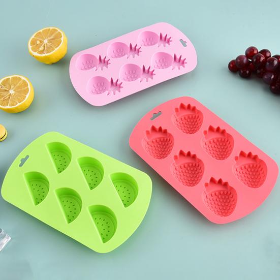 6-Grids Fruit Silicone Candy Mold Easy to Use Non-Stick Ice Mold Dishwasher Safe Food Grade Chocolate Hard Candy Baking Mold