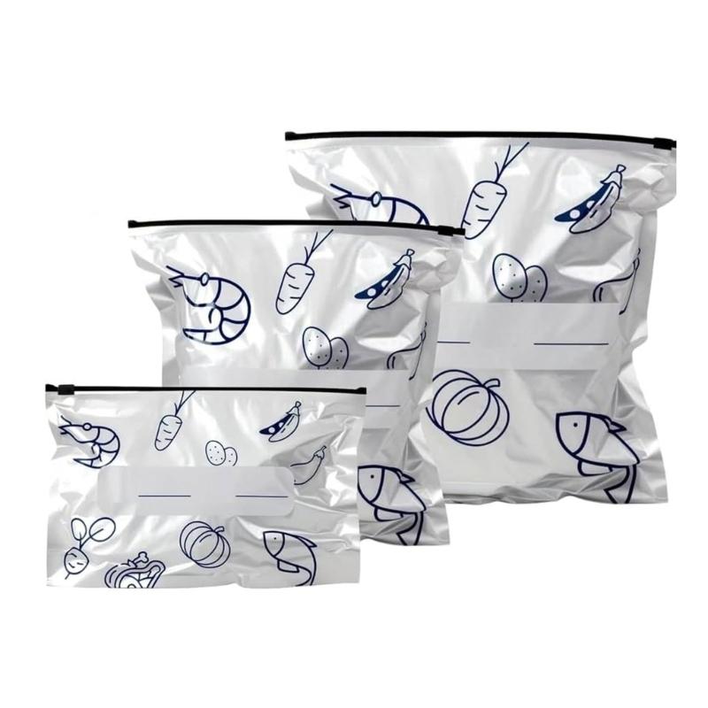 Heavy Duty Aluminum Foil Food Storage Bags Reusable Freezer Safe Leakproof Zippered Lock For Freshness Preservation 1