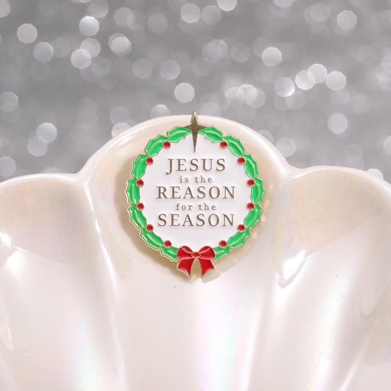 Fun Festive And Geometric Round Christmas Brooch With Vibrant Colors And Cartoon Appeal