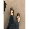 Versatile one-word strap single shoes silver women's shoes retro Mary Jane shoes flats small leather shoes