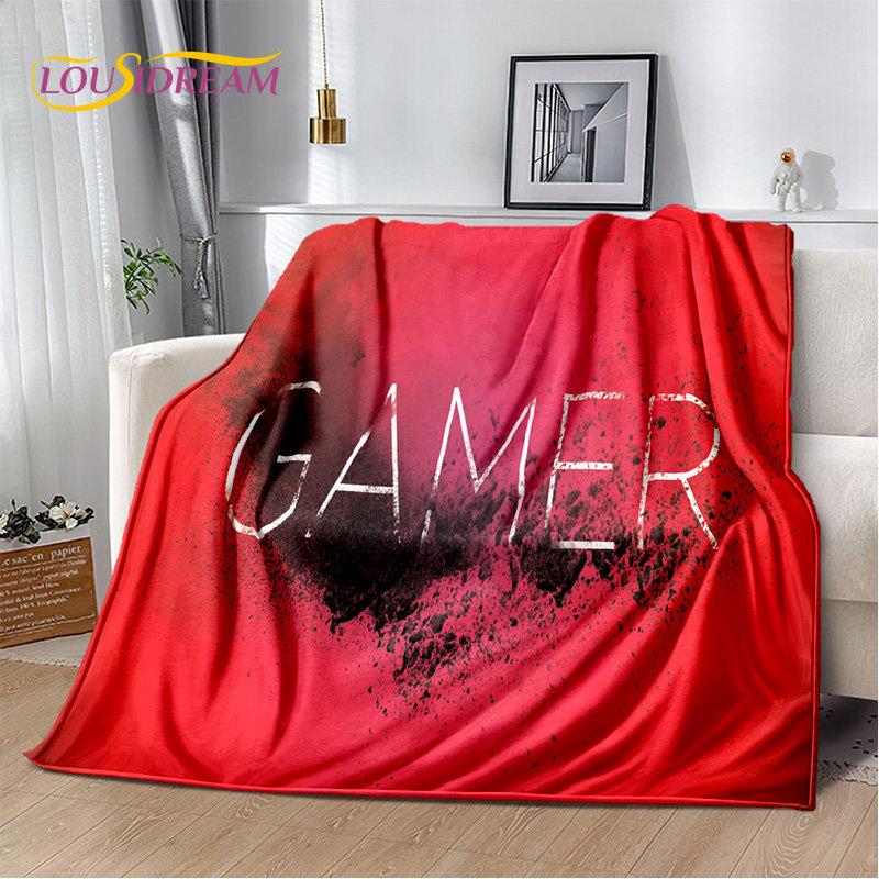 Cartoon-Gamer-Gamepad-Game-Over-weiche Plüschdecke, Flanelldecke, Überwurf, Deckenbezug für Wohnzimmer, Schlafzimmer, Betten, Sofa, Picknick