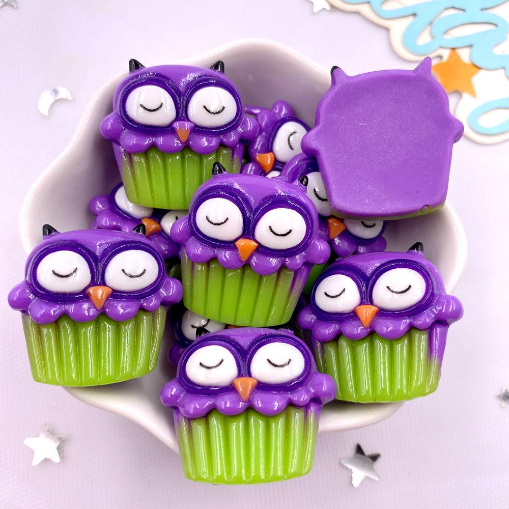 8Pcs Resin Cute Colorful 3D Ghosts Bat Cake Pumpkin Owl Skull Head Figurines Flatback Stone Decor DIY Halloween Scrapbook Crafts