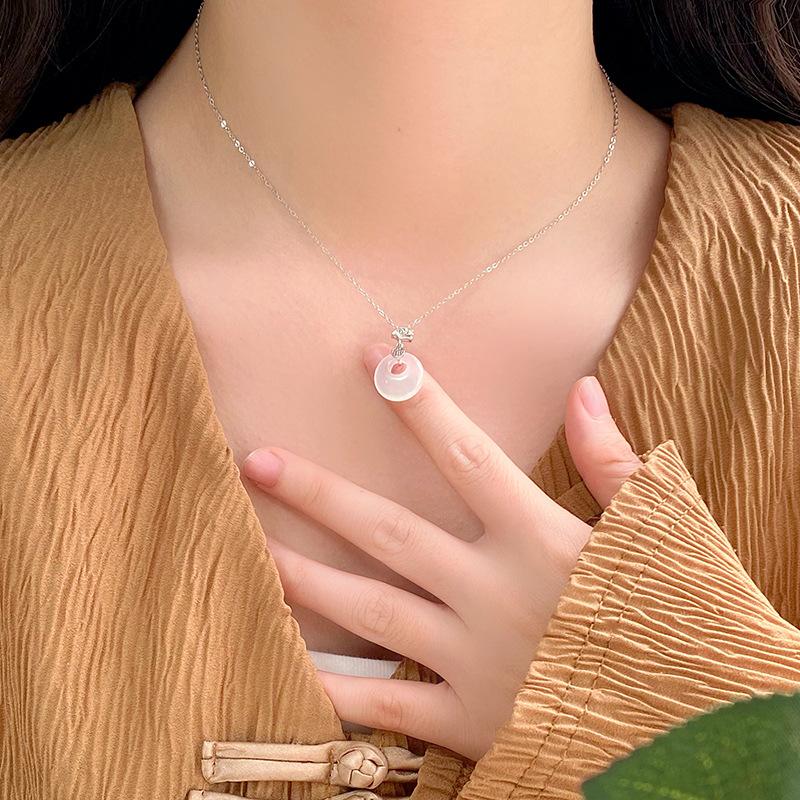 Transparent Apricot Leaves, White Jade Marrow, Safety Buckle Necklace, Female Design Sense, New Chinese Style