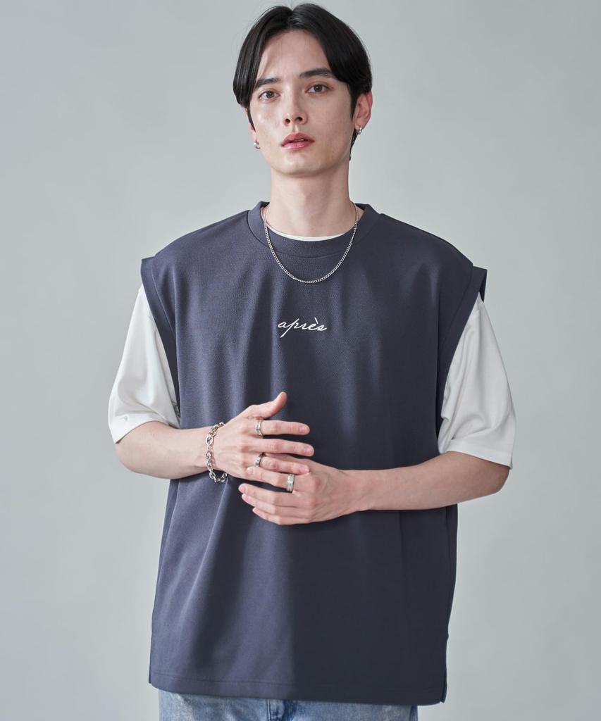 WEGO Knit Vest Ensemble Top and Short Sleeve Summer Size Blue Men's 2-Piece Set, T-Shirt, Outfit, M,