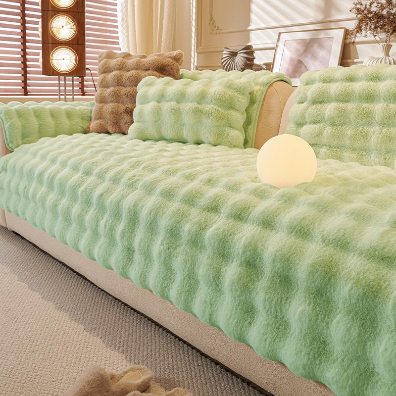 Internet Celebrity Tutu Velvet Sofa Cushion  Autumn And Winter New French Retro Plush Seat Cushion Fixed Non-Slip Cover