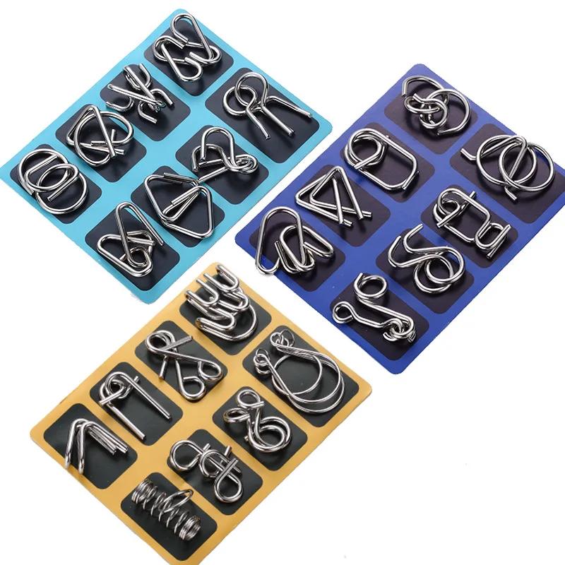 Intelligence 8Pcs/Set Solution Ring Metal Montessori Puzzle Wire Mind Brain Teaser Puzzles Educational Toys For Children Adults