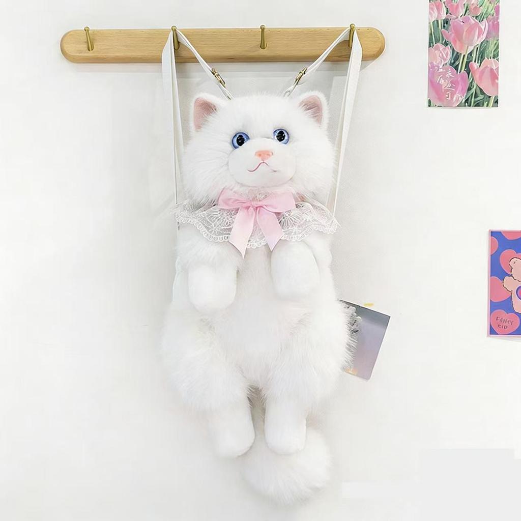 Cross-border Cat Doll Backpack: Plush Simulation Double Shoulder Toy, Ideal Gift for Girls