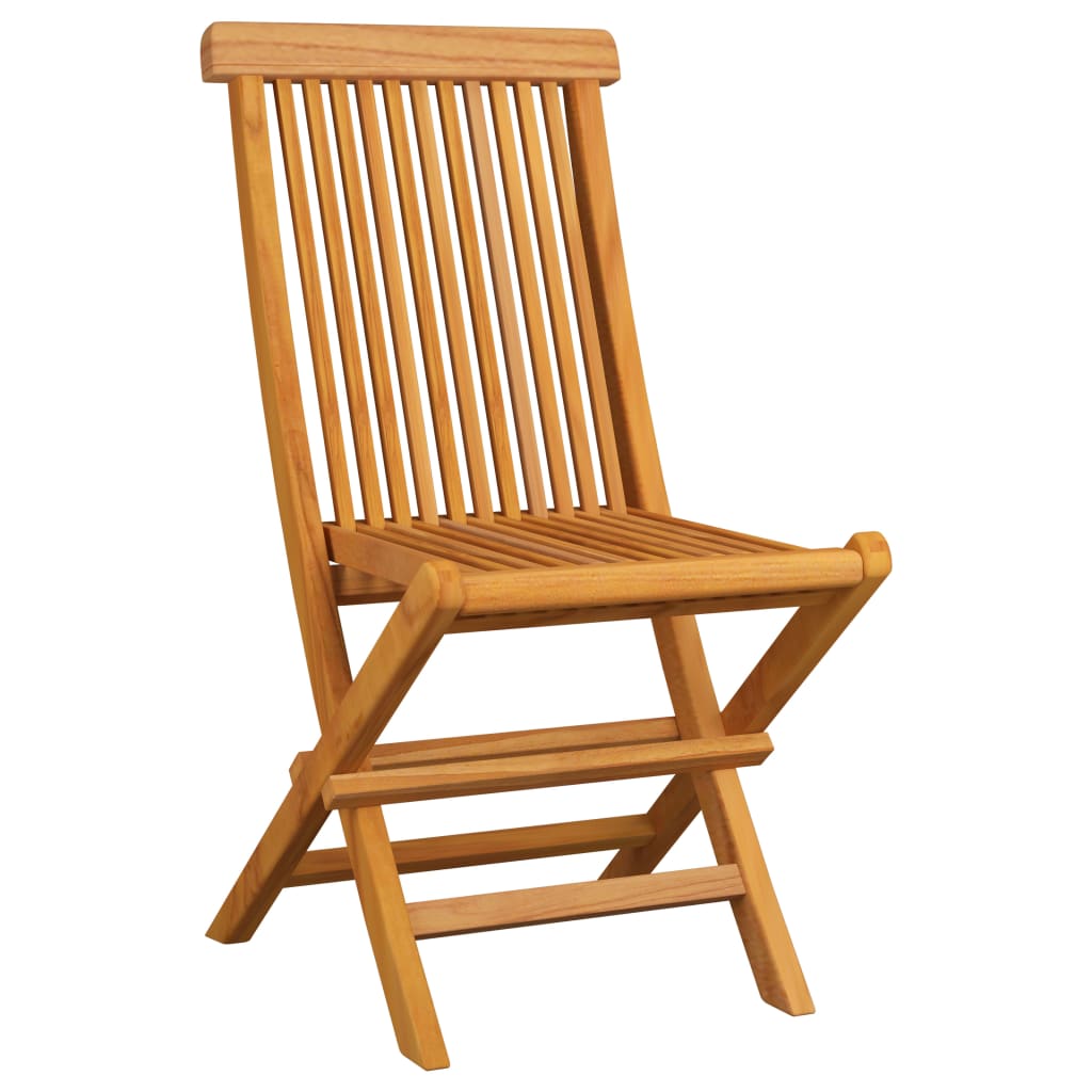 vidaXL Klappstühle mit grauen Kissen, 2 Stück, Massivholz Teakholz