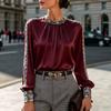 Satin-blend, Snake-print, Round-neck, Pleated, Loose-fit, Long-sleeved, Versatile Women’s Shirt