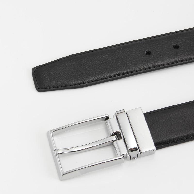 Two Layer Leather Pin Buckle Belt  Two Sided Genuine Leather Casual and Fashionable Belt Rotating Buckle for Men