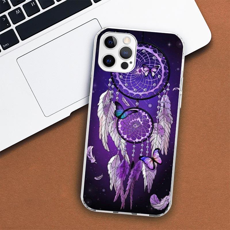 Retro Peří Lapač snů Pouzdro na telefon Pro Apple iPhone 11 12 13 15 14 Pro 7 XR X XS Max 8 Plus + Mini SE Vlastní potisk Měkké C