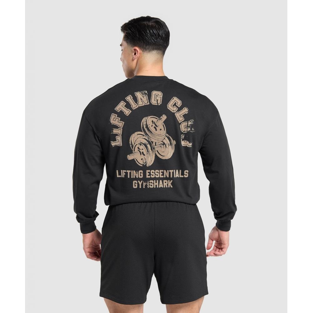 

Футболка GYMSHARK с длинными рукавами и гантелями, черная A5A4J BB2J