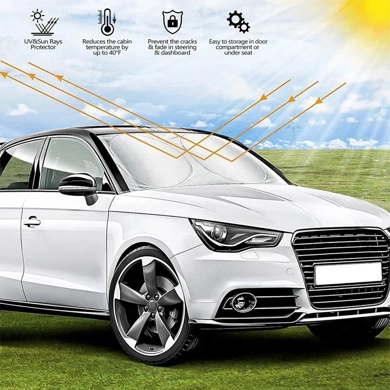 Автомобильный солнцезащитный чехол на лобовое стекло Автомобильный козырек на окно Защитная шторка на лобовое стекло Складная Автомобильная УФ-защита Занавеска Стайлинг
