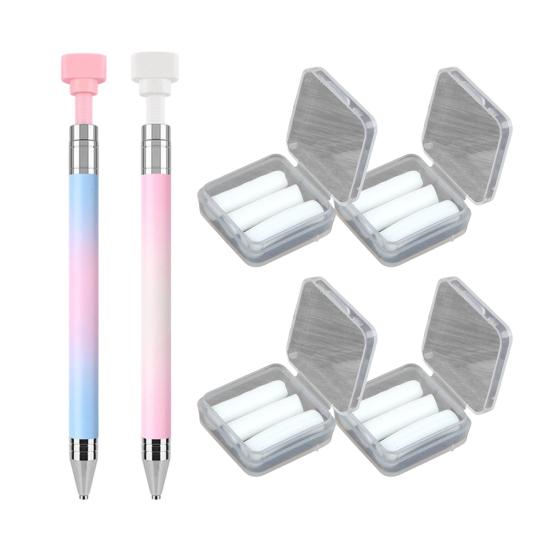 1/2Pcs Rhinestone Applicator Tool with Refill Wax Pads Rhinestone Picker Refillable Wax Pen DIY Nail Art Rhinestone Painting Dotting Wax Pen Rotatable