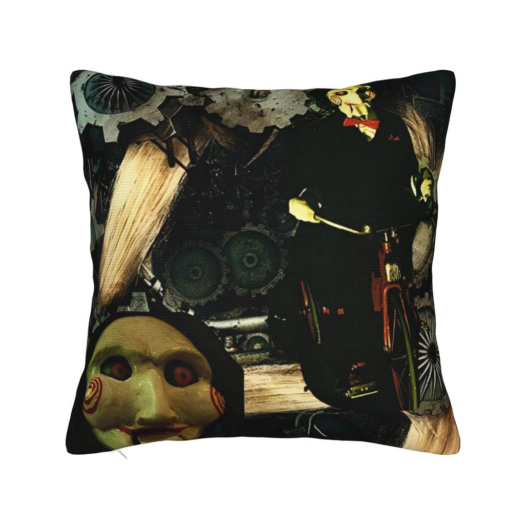 Bedruckte Säge-Jigsaw-Horrorfilm-Kissenbezug Polyester-Kissenbezug Dekoration Halloween Gothic-Kissenbezug Bezug Stuhl Reißverschluss