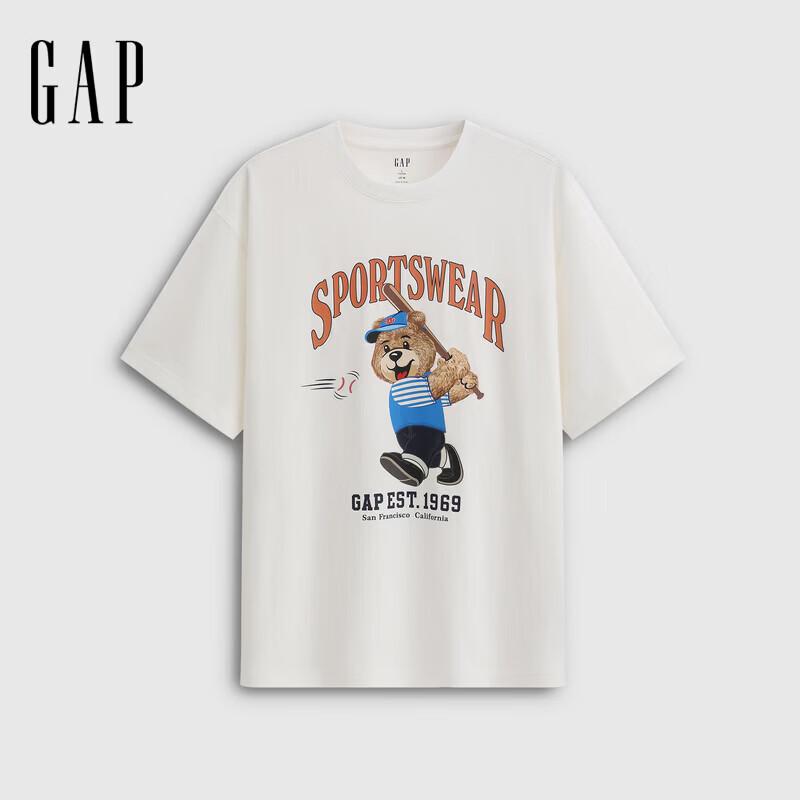

GAP Unisex Baseball Bear Print Loose Fit Short Sleeve T-Shirt L