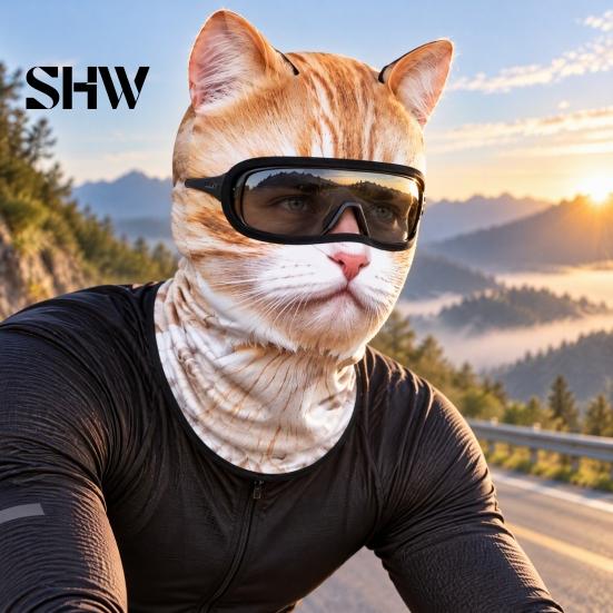 Cycling Face Mask 3D Animal with Ears, Breathable Ice Silk Balaclava for Moisture Wicking Spring Summer, Quick Drying UV Protection Full Cover