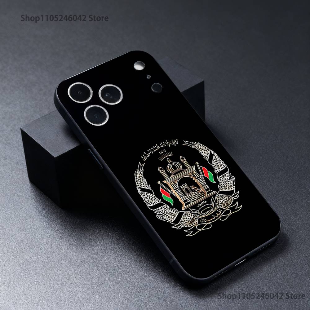 

Afghan Afghanistan Flag For iPhone 17,16,15,14,13,12,11,Pro,XS,Max,XR,Plus,E,SE4,Mini Black Soft Cover Phone Case iPhone15promax