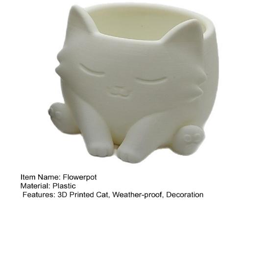 3D-gedruckter Katzen-Pflanztopf Innen Außen Tierform Sukkulenten Kräuterpflanzen Blumentopf Behälter Heim Balkon Gartendekoration