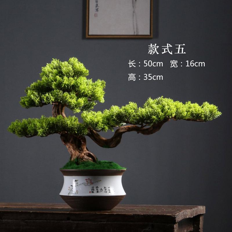 For Simulated Welcome Pine Bonsai Office Ornament Chinese Green Plant Living Room Interior Decoration Light Luxury
