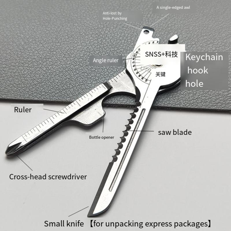 KeyChain Multi Tool 8 in 1 Stainless Steel Utili-Key Key Ring Chain Pendant Pocket Cutter Mini Knife Unboxing Knife Screwdriver