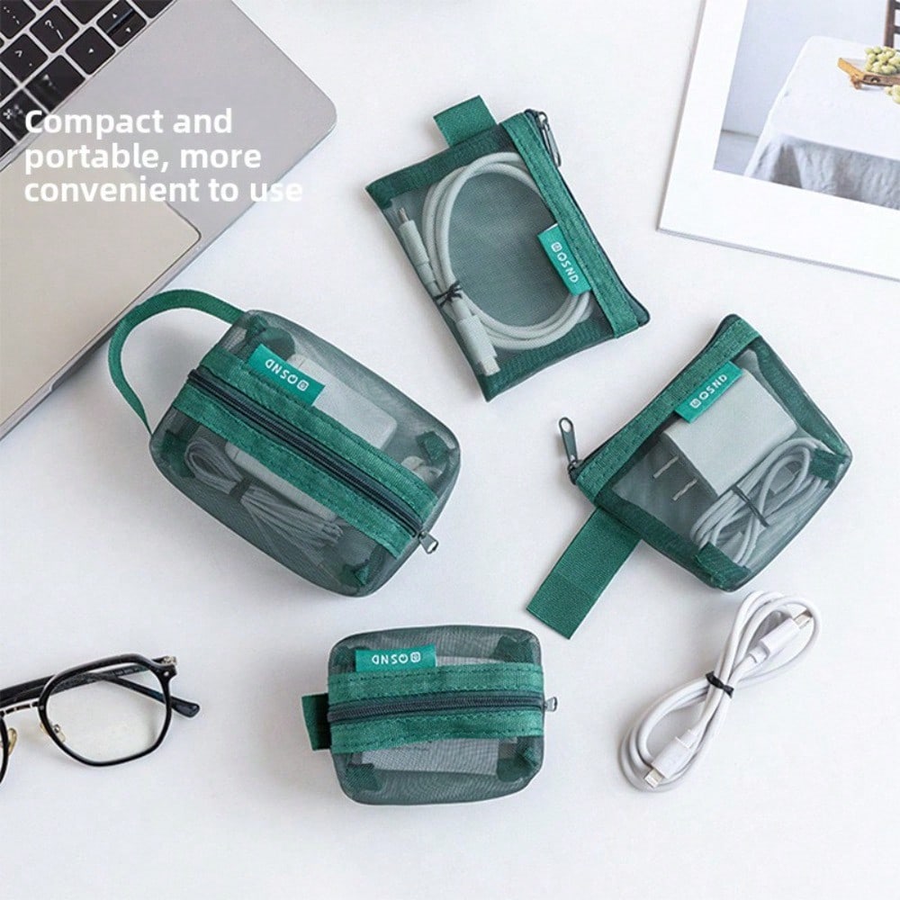 Mesh Digital Storage Bag Ins Wind Travel Data Cable Earphone Power Bank Finishing Bag Multi-purpose