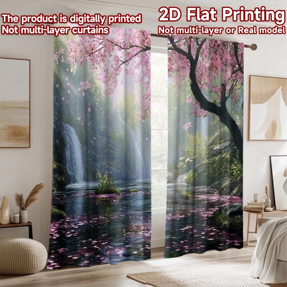 2D flat Photography Backdrop Tapestry Cherry Blossom Waterfall 100% Polyester Family Party Decoration Perfect for Holiday