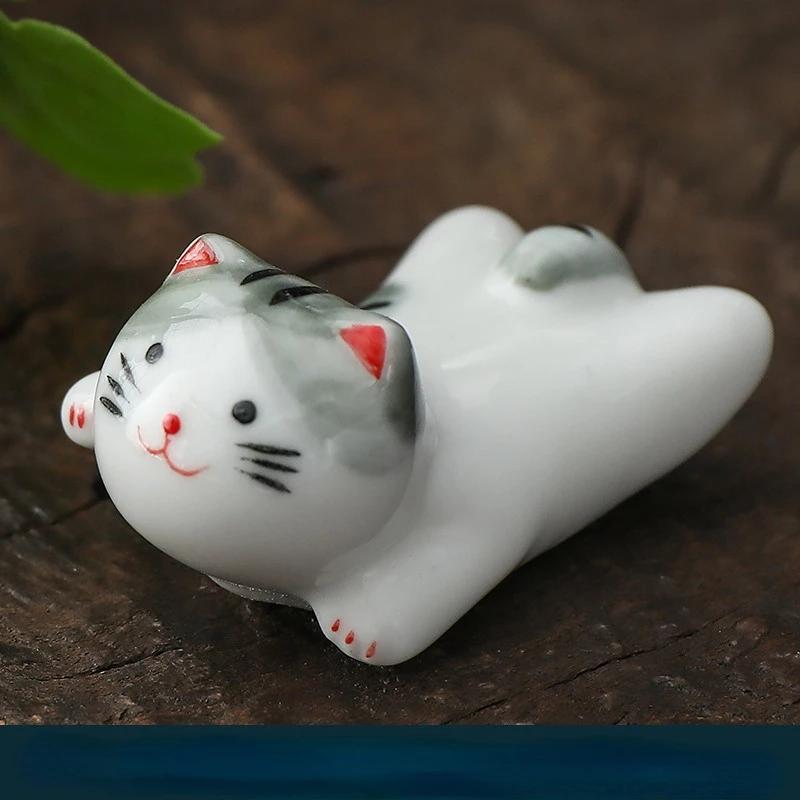 1pc Ceramic Cute Chopstick Holder Tableware Japanese Style Underglaze Restaurant Simple Oval Spoon Bracket Utensil for Kitchen