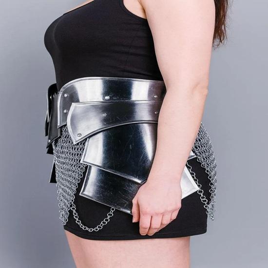 Mittelalterlicher Ritter Tasset Rüstung mit Kettenhemd Gürtel Tapfere Dame Stahlrüstung Maßanfertigung Damen Cosplay LARP Kostüm Geschenk