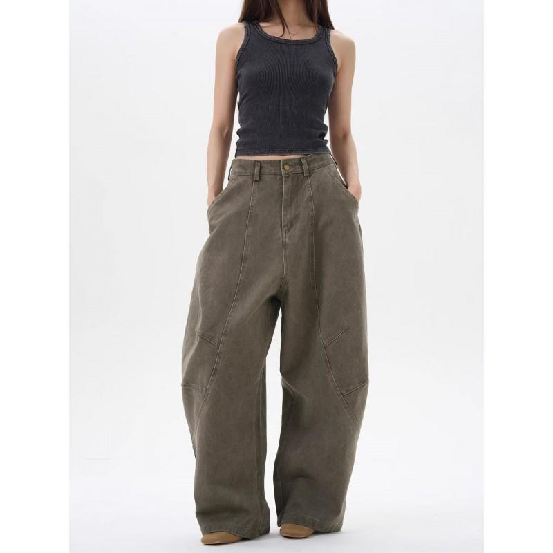 2026 Embroidered Denim Pants Loose Fit High Street Style Wide Leg Jeans Teens
