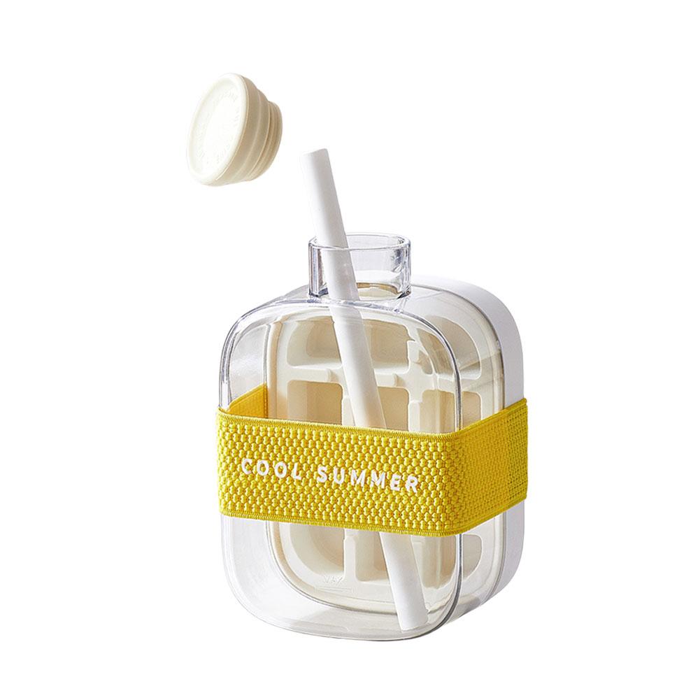 

2 in 1 Ice Tray with Lid Ice Cubes Bottle Silicone Ice Cubes Mold with Straw for Cocktail Coffee Whiskey Beer Juice