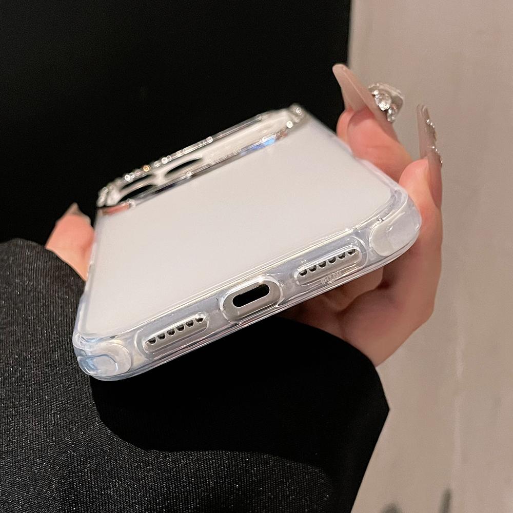 KEYSION Luxury Jewelled Transparent Matte Phone Case for iPhone 16 17 Pro Max 17 Air 16 Plus TPU+PC Shockproof Armor Back Cover