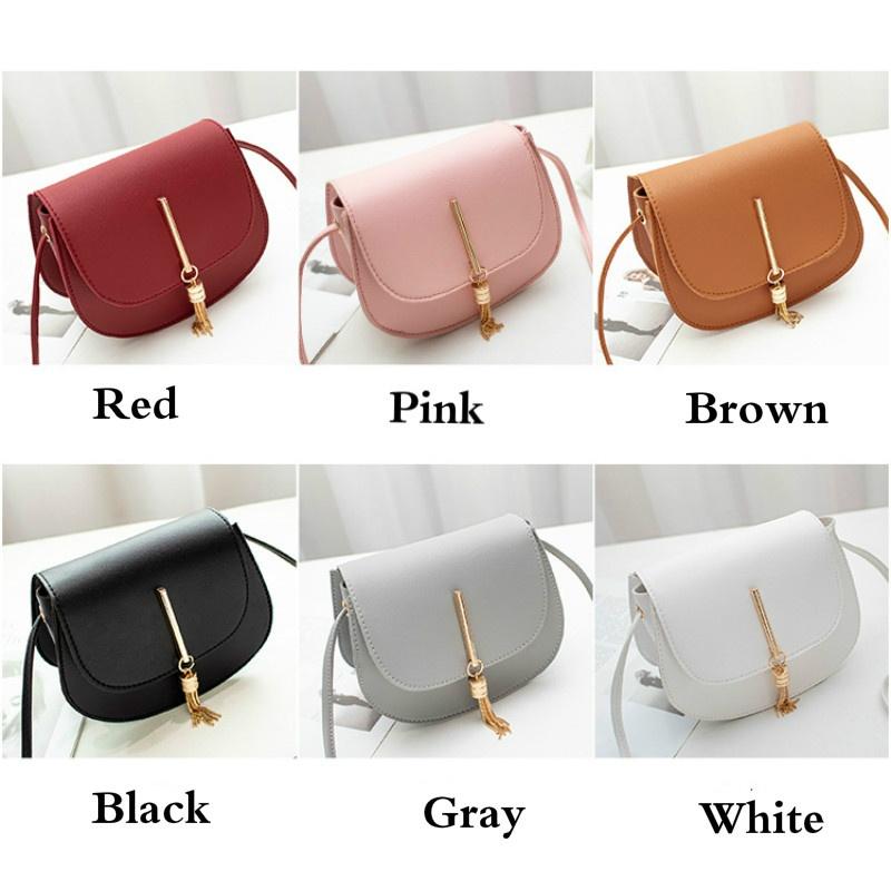 Fashion Tassel Crossbody Bags for Women Solid Color Leather Shoulder Bag Ladies Messenger Bag