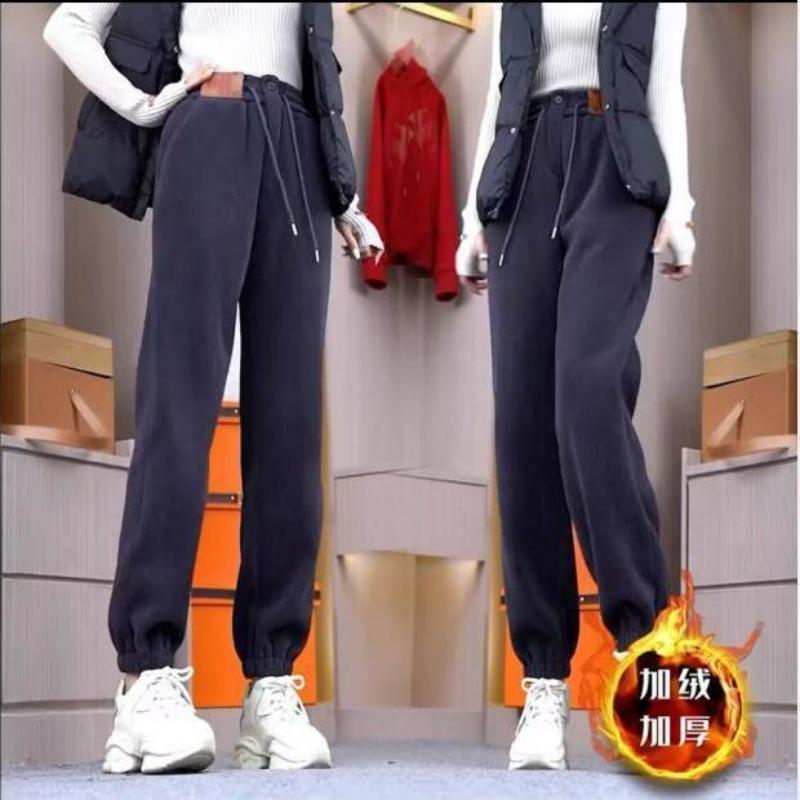 

Флис и более плотные осенне-зимние большие размеры с высокой талией верхняя одежда теплая повседневная обувь спортивные брюки Харлан Вэй брюки женская одежда XXXL