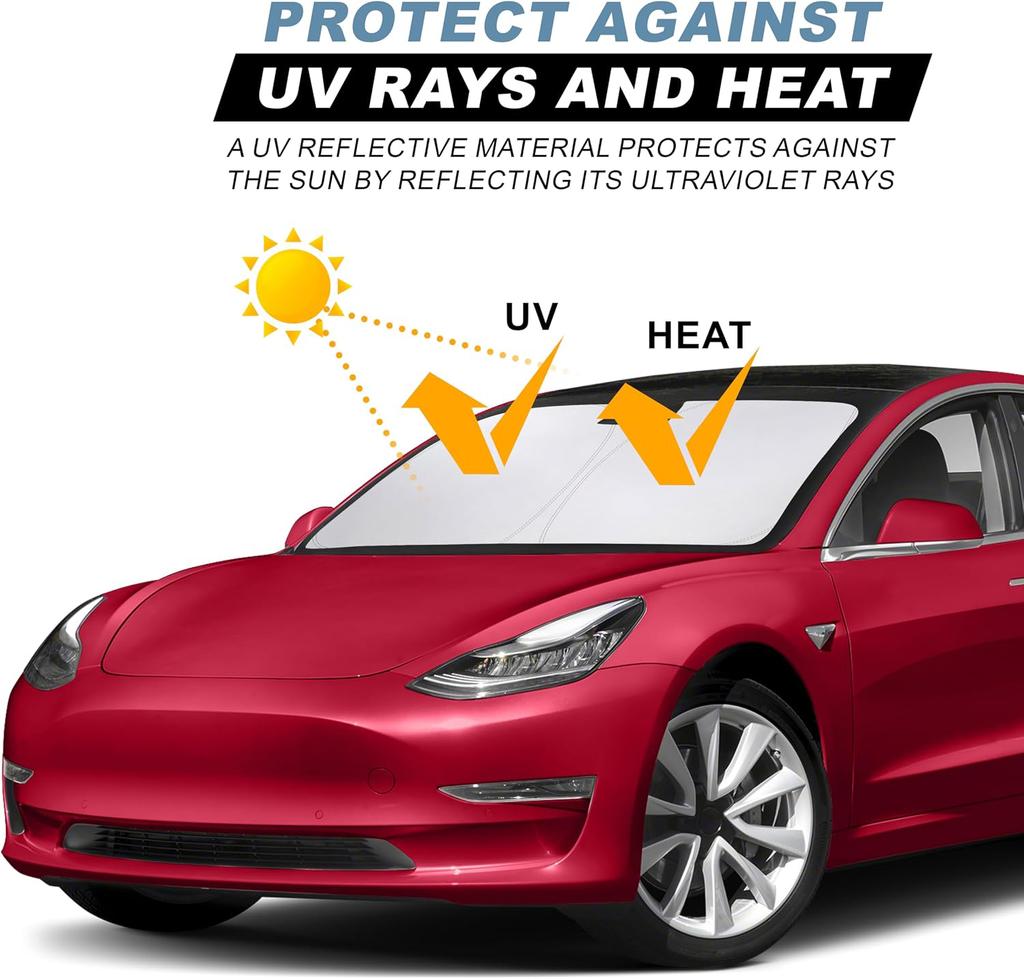 For Tesla Model Y Juniper 2026 Model 3 Highland Windshield Sunshade Sun Blockage Foldable Heat Insulation Sunshade Storage Bag